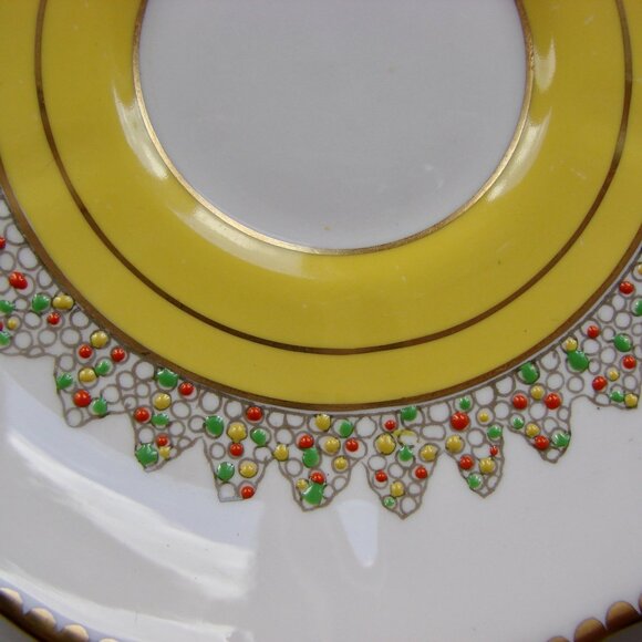 Vintage Fine Bone China Teacup and Saucer Pink Yellow Gold Gilt Tuscan England - Picture 5 of 9